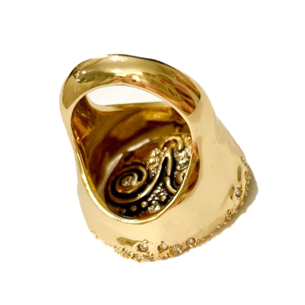 ALEXIS BITTAR Gold & Crystal Encrusted Revolving Ancient Coin Ring - Picture 8 of 9